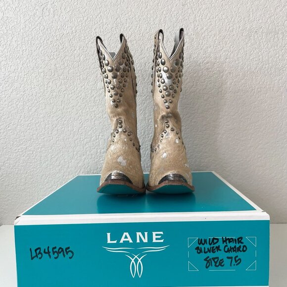 Lane Womens Midi Cowboy Boots 7 Cowhide Hair on Hide Cowgirl Western Pointed Toe - Picture 11 of 13